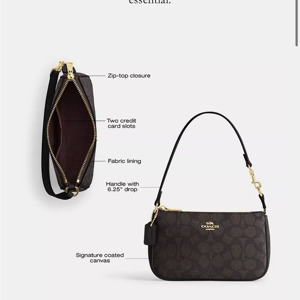 Coach Black Wristlet with Gold Details
